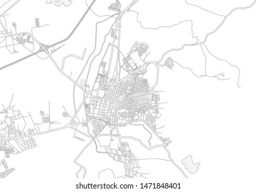 Tulancingo, Hidalgo, Mexico, bright outlined vector map with bigger and minor roads and steets created for infographic backgrounds.