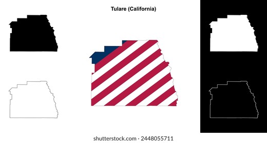 Tulare County (California) outline map set