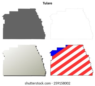 Tulare County (California) Outline Map Set