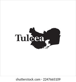 Tulcea map and black lettering design on white background