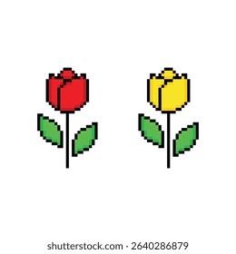 tulip 8 bit flower Pixel art 8-bit for game