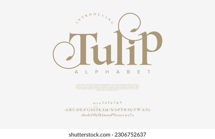 Tulip abstract digital technology logo font alphabet. Minimal modern urban fonts for logo, brand etc. Typography typeface uppercase lowercase and number. vector illustration