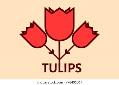 Tulip abstract flower Logo design vector template linear style. Creative shape lineart outline Logotype concept icon.