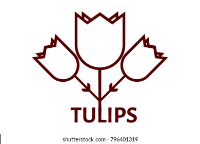 Tulip abstract flower Logo design vector template linear style. Creative shape lineart outline Logotype concept icon.