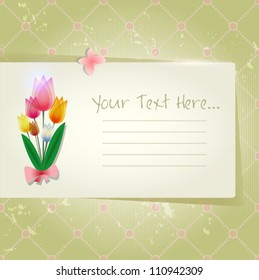 Tulip abstract old paper invitation. Vector illustration.