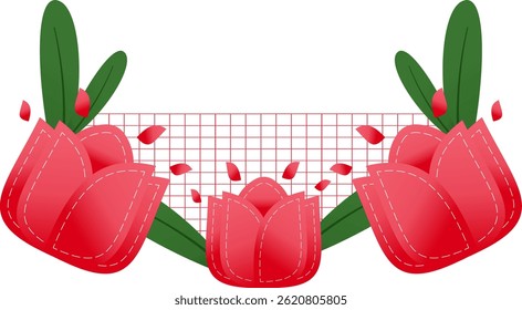 Tulip Aesthetic Flower Frame Grid Icon. Colorful Cute Border Concept Isolated