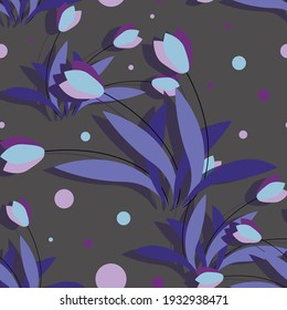 Tulip background. Spring. Vector floral template. Design for textiles. Seamless pattern. 