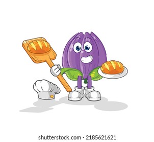 the tulip baker with bread. cartoon mascot vector