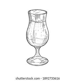 Tulip beer glass isolated on white background. Hand drawn vector illustration.