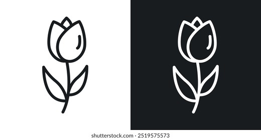Tulip black and white icon.