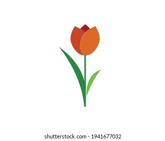 Tulip blooms icon on white background. 8 March. Women's spring day