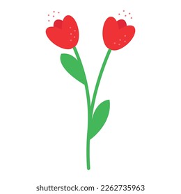 Tulip blooms. Vector flat icon flower.