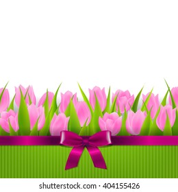Tulip Border, Isolated on White Background, With Gradient Mesh, Vector Illustration