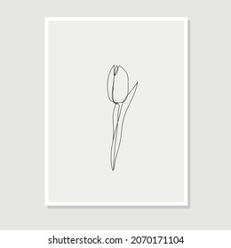 A tulip. Botanical wall art vector set. Line art drawing. Abstract Plant Art design for print, cover, wallpaper, Minimal and natural wall art.