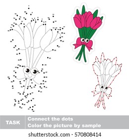 Tulip Bouquet. Dot to dot educational game for kids. Trace by numbers.