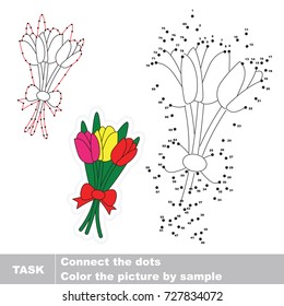 Tulip Bouquet. Dot to dot educational game for kids.