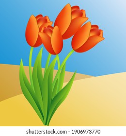 tulip bouquet illustration vector art