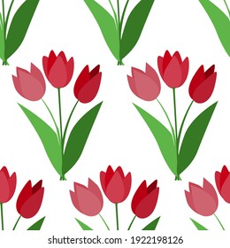 tulip bouquet sin costuras patrón vector, 8 marzo , día internacional de la mujer, estilo plano, fondo blanco