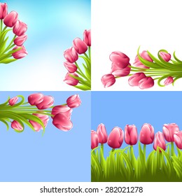 Tulip bouquets set