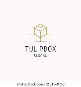 Tulip box logo icon flat design template 