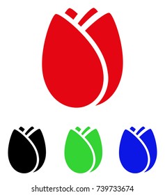 Tulip Bud icon. Vector illustration style is a flat iconic tulip bud symbol with black, red, green, blue color variants. Designed for web and software interfaces.