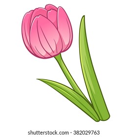 Tulip Cartoon Style, Vector Art And Illustration.