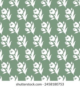 Tulip Cascade Floral Symphony Silhouette Pattern can be use for background and apparel