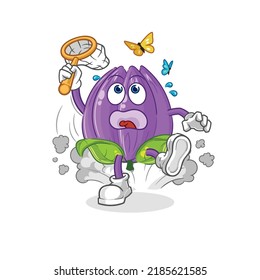 the tulip catch butterfly illustration. character vector