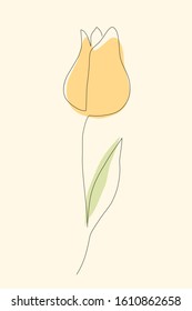 Tulip continuous one line icon. Isolated single flower silhouette. Modern minimal style linear logo. Floral element, symbol for poster, social media stories, card, cover. Vector scribble illustration
