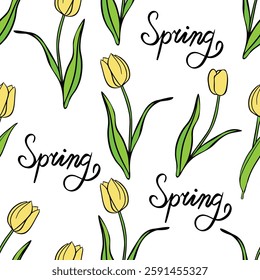 tulip cute seamless botany pattern textile design