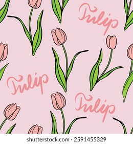 tulip cute seamless botany pattern textile design