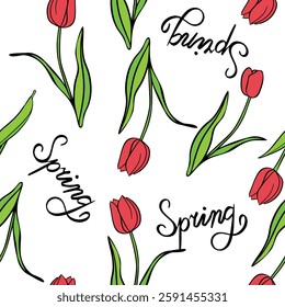 tulip cute seamless botany pattern textile design