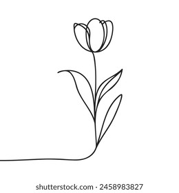 Die Tulpe ist in einer durchgehenden Linie gezeichnet