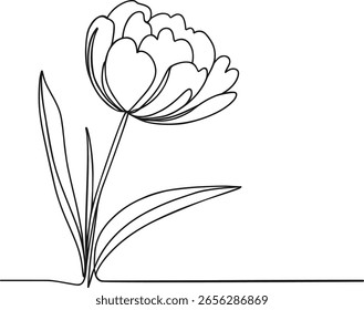 Die Tulpe ist in einer durchgehenden Linie gezeichnet, Vektor