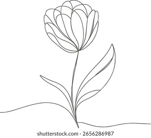 El tulipán se dibuja en una línea continua, Vector