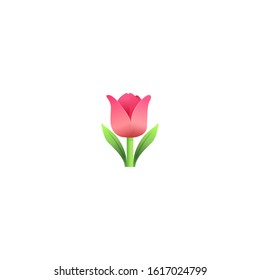 Tulip emoji icon. Cute pink flower. Isolated. Vector