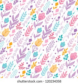Tulip field flowers seamless pattern background
