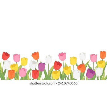 Tulip field frame vector illustration