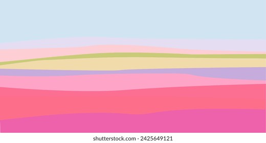 Tulip fields. Abstract background with stripes in the style of the sixties and seventies for posters and prints, paper. Flat vector illustration suitable for printing banners, flyers, invitations