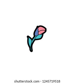 Tulip flat colored line icon on white background