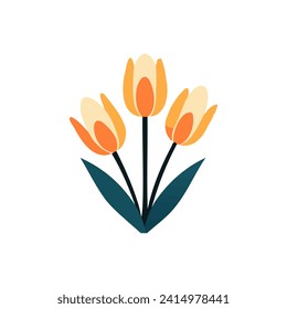Tulip flat icon isolated on white background. Spring flower symbol