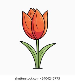 Ilustración vectorial plana Tulip. Tulip cartoon mano dibujando ilustración vectorial aislada.