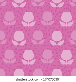 Tulip floral with geometric background. Vector repeat. Great for home decor, wrapping, scrapbooking, wallpaper, gift, kids, apparel. 