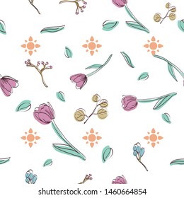 Tulip Floral Seamless Pattern Background