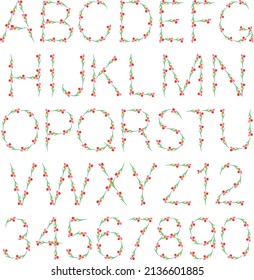 tulip floral vector colorful alphabet font