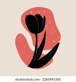 Tulip flower abstract art. Hand drawing Tulip flower with abstract shape, trendy floral illustration for wall framed prints, social media post, poster, home decor, cover, wallpaper. Vector 