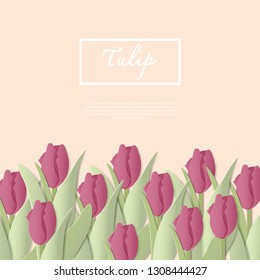 Tulip flower abstract background with paper cut shapes design for business presentations, flyers, posters