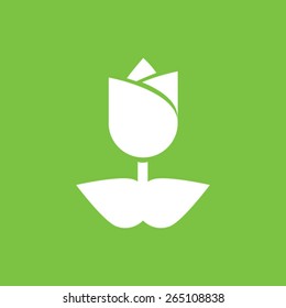 Tulip Flower blossom Icon on a green background