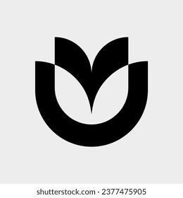 ILUSTRACIÓN SENCILLA DEL VECTOR DE LOGO NEGRO NEGRO NEGRO DE FLORES DE TULIP