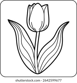 Tulip Flower Bold Line Coloring Page